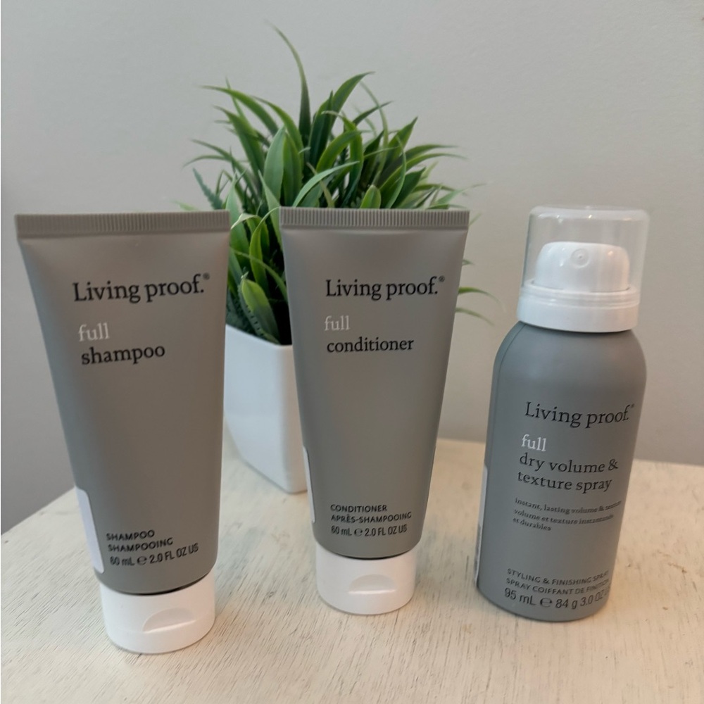 NEW Living Proof Full Travel Hair Care Trio Shampoo Conditioner & Volume Spray - Picture 2 of 5